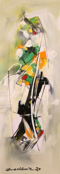 Mashkoor Raza, 12 x 36 Inch, Oil on Canvas, Abstract Painting, AC-MR-487